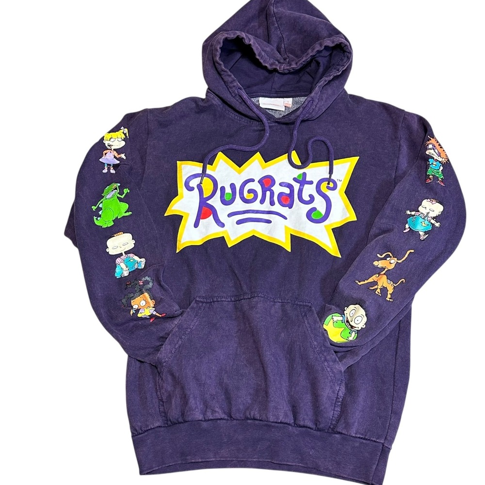 Nickelodeon Rugrats Hoodie Women Small Purple Excellent Mineral Wash Graphic